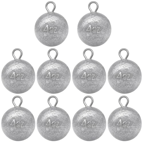 Round Fishing Sinkers 10/5pcs Cannonball Lead Weights | Assorted Sizes Egg Sinkers Saltwater Freshwater 1oz to 4oz - size: 4oz-10pcs