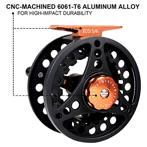 M MAXIMUMCATCH Maxcatch ECO Large Arbor Fly Fishing Reel (3/4wt 5/6wt 7/8wt) and Pre-Loaded Fly Reel with Line Combo - color: Black (Without Line), size: 7/8 weight