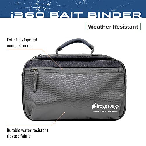 FROGG TOGGS Bait Binder, Fishing Tackle and Bait Storage, Salt Water Resistant Soft Sided Tackle Bag, Black, i360