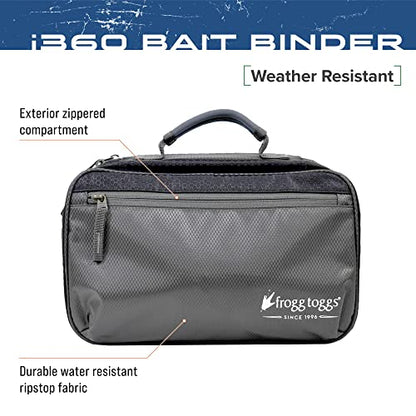 FROGG TOGGS Bait Binder, Fishing Tackle and Bait Storage, Salt Water Resistant Soft Sided Tackle Bag, Black, i360
