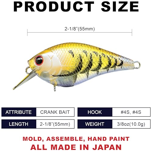Lucky CRAF LC 1.0, Silent, Crankbait, Squarebill, Freshwater Fishing Gear, Tournament Winning, Champion Bait, Fishing Accessories, Fishing Tackle - color: 516 All Green Purple Craw