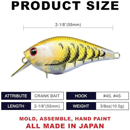 Lucky CRAF LC 1.0, Silent, Crankbait, Squarebill, Freshwater Fishing Gear, Tournament Winning, Champion Bait, Fishing Accessories, Fishing Tackle - color: 516 All Green Purple Craw