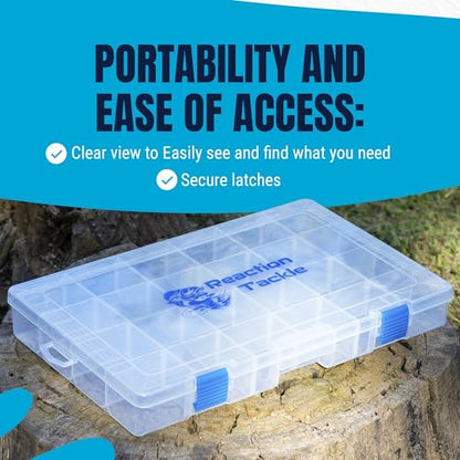 Reaction Tackle Basic Tackle Trays, Clear Plastic Utility Box Organizers with Removable Dividers for Lures, Hooks and Terminal Rigs, Fits Tackle Bags and Boxes - 3700 (2-Pack) - size: 3700 (2-Pack)