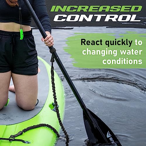 Gradient Fitness 2 Pack Kayak Paddle Leash, 5-8 Feet Stretchable Paddle Strap with Carabiner Secure Leash Lanyard Rope for SUP Kayak Canoe Paddle Fishing Pole Rod - color: Black