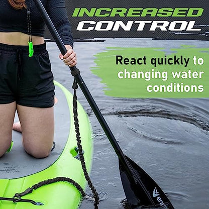 Gradient Fitness 2 Pack Kayak Paddle Leash, 5-8 Feet Stretchable Paddle Strap with Carabiner Secure Leash Lanyard Rope for SUP Kayak Canoe Paddle Fishing Pole Rod - color: Black