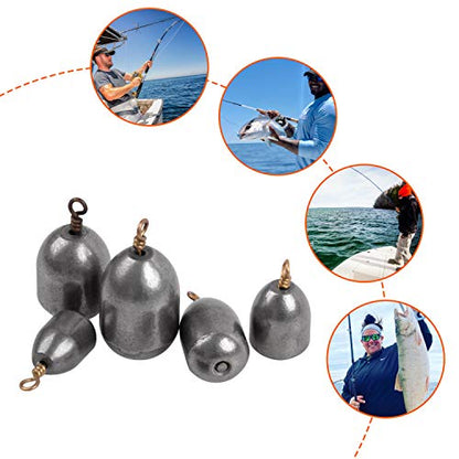 Iron Fishing Weights Sinkers, 20pcs Bass Casting Sinker Weights with Ring Drop Fishing Sinker and Weights for Saltwater Surf Sea Fishing - size: 20pcs 1/2oz