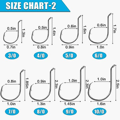 Circle Hooks Fishing Hooks Tackle - 120pcs 2X Strong Saltwater Fishing Hooks Octopus Circle Hooks Customized Offset Sport Circle Hook for Catfish Bass Size 10-10/0 - size: 120pcs 6/0
