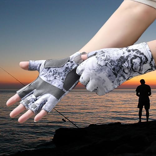 Fishing Gloves UPF50+ Sun Gloves, UV Protection Fingerless Gloves Men Women for Fly Fishing,Sailing,Hiking,Kayaking, Rowing,Paddling,Canoeing,Driving,Hunting,Fisherman Fishing Accessories - size: X-Large