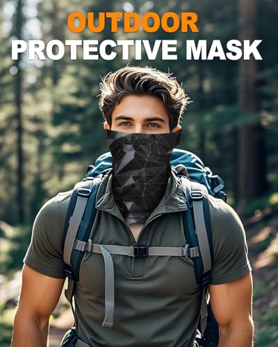 4Pack Neck Gaiter for Men Women Face Cover Mask Head Wrap Balaclava Headwear Bandana Headband Magic Scarf - color: A-blackcombo-1