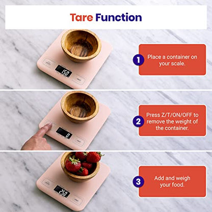 Etekcity Food Kitchen Scale, Digital Grams and Ounces for Weight Loss, Baking, Cooking, Keto and Meal Prep, LCD Display, Medium, Pink - color: Pink