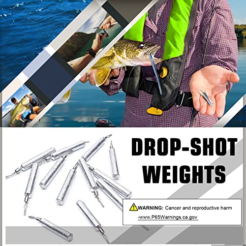 AMYSPORTS Drop Shot Weights Fishing Lead Drop Saltwater Fishing Weight Freshwater Drift Sinker Fishing Weight Bass Rig Cylinder Removable Catfishing - size: Size3 (1/4oz.) 25 pcs
