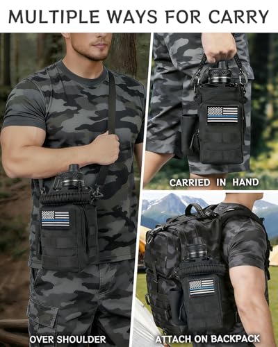COOLYARD Water Bottle Holder with Strap Crossbody Sling Carrier Bag with Phone Pocket Molle Tactical Pouch for Walking Hiking Camping Gym Travel - color: Black