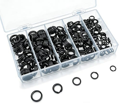 Fishing Split Rings Kit: 250pcs Heavy Duty Steel Fishing Lure Making Ring Fishing Hook Connector Tackle - color: Black Split Set