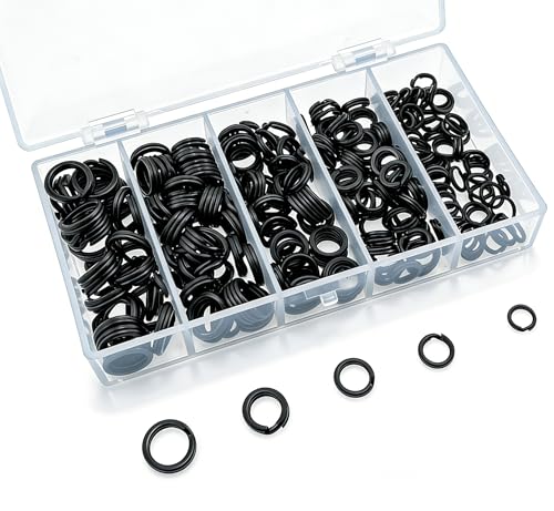 Fishing Split Rings Kit: 250pcs Heavy Duty Steel Fishing Lure Making Ring Fishing Hook Connector Tackle - color: Black Split Set