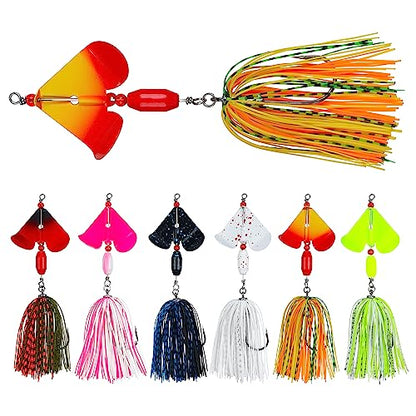 6PCS Bass Spinner Baits Buzz Bait Hard Metal Fishing Jigs for Bass Trout Pike Salmon Multi-Color Spoon Spinner Bait Saltwater Freshwater - color: B - 6PCS