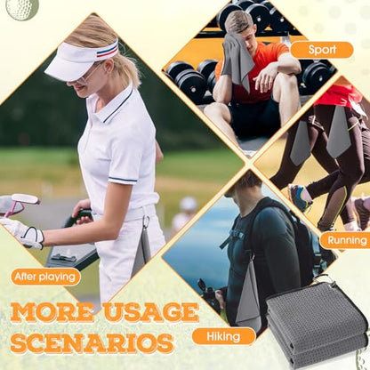 Batiyeer 30 Pcs Golf Towels Bulk for Bags 16'' x 16'' Microfiber Fabric Golf Towel with Clip Waffle Pattern for Men Mini Tournament Fitness Yoga Camping (Dark Gray) - color: Dark Gray