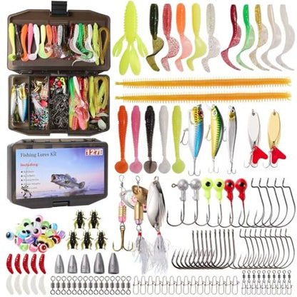 Fishing Lures,127PCS Tackle Box with Tackle Included,Crankbaits,Spoon,Hooks,Weight & Accessories,Fishing Bait Lure Gear Set,Bass,Trout Freshwater Saltwater