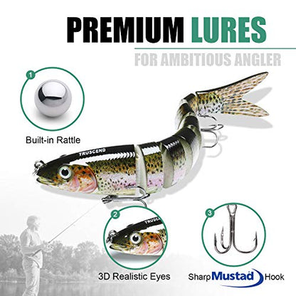 TRUSCEND Swimmax Easy Catch Fishing Lures with BKK Hooks, Wiggling, Vibrating, Rattling and Gurgling for More Bite, Heavy-Duty Dyneema Fiber Jointed Swimbaits for Bass, Trout, Walleye, Crappie, Pike - color: A2-5.5",0.7oz