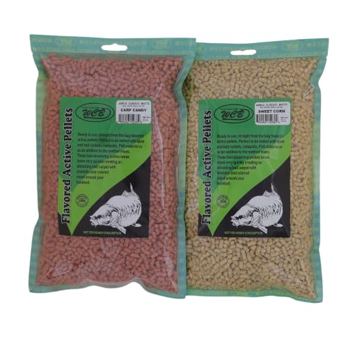 WCB Carp Baits – Flavored Active Pre-Baiting Pellets for Carp & Catfish – High-Attract Fishing Bait (2lb Bag, Carp Candy)