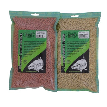 WCB Carp Baits – Flavored Active Pre-Baiting Pellets for Carp & Catfish – High-Attract Fishing Bait (2lb Bag, Carp Candy)