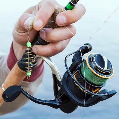 BESPORTBLE 24Pcs Fishing Bait Traps Cage Feeder Basket Holder: Carp Bait Cage Carbon Steel Spring Method Feeder Basket with Luminous Beads Carp Rig, Catfish Chicken Liver and Night Fishing Gear