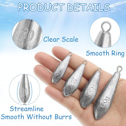 Fishing Weights Sinkers Bank Fishing Lead Sinkers | Bullet Fishing Weights Ocean Saltwater Surf Fishing Gear Fishing Assortment 1oz 2oz 3oz 4oz - style: 1oz -10pcs