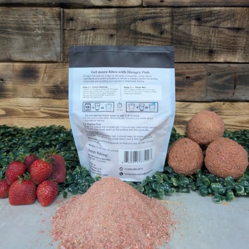HungryFish Groundbait Fishing Chum Mix – Natural Fishing Bait for Carp, Catfish, Bluegill & Crappie – Strong Scent Trail, Fast Attraction, Safe for Lakes, Ponds & Rivers 15.5 oz (Strawberry)