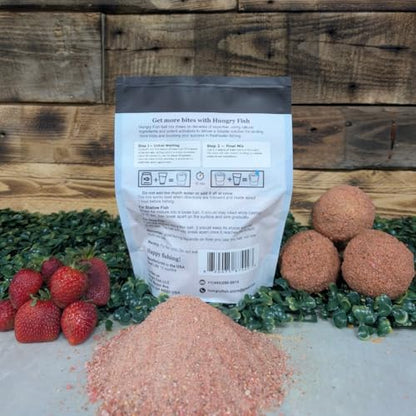HungryFish Groundbait Fishing Chum Mix – Natural Fishing Bait for Carp, Catfish, Bluegill & Crappie – Strong Scent Trail, Fast Attraction, Safe for Lakes, Ponds & Rivers 15.5 oz (Strawberry)