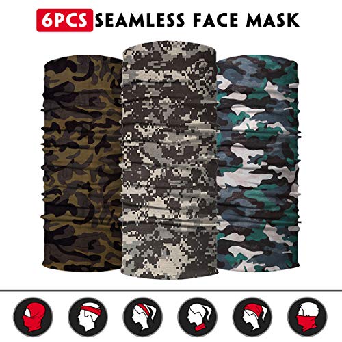 Neck Gaiter for Men Women Headwear Bandana Head Wrap Face Scarf Mask Cover Warmer Balaclava-Seamless & Versatile - color: A-1-classic Camo 1