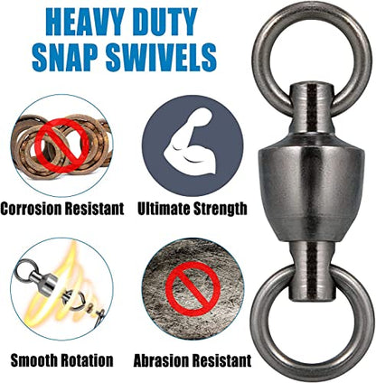 Dr.Fish 50 Pack Ball Bearing Fishing Swivels, Swivels Fishing Tackle Saltwater, Freshwater Stainless Heavy Duty Lure Leader Line Connector #4 - size: #4-200LB(0.92")