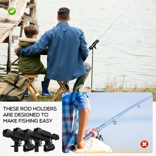 Liliful 4 Pcs Fishing Rod Holder for Boat Adjustable Kayak Swivel Fishing Pole Holders Accessories, Black - style: Classic