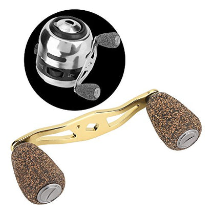 Dioche Fishing Reel Handle, Reel Handle Wood Knob Carbon Fiber Frame with Fittings Replacement Parts (Gold)