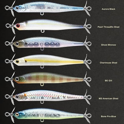 LUCKY CRAFT Screw Pointer 80 Fishing Lures for Bass, Smallmouth, Walleye, Rhymthic Action Spy Bait, Slow Sinking to 10ft Depth, Freshwater Fishing Gear and Tackle Accessories - color: 371 Bone Pro-Blue
