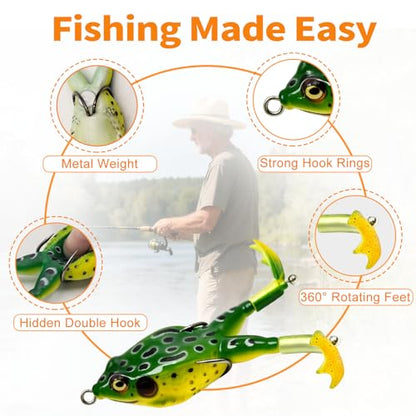 Keenjorika Soft Frog Fishing Lures 3 Pack, Topwater Floating Weedless Frog Baits with Rotating Kicking Legs, Lifelike Soft Swimbaits for Bass, Trout, Snakehead Fishing, Freshwater & Saltwater - color: 2/4/10