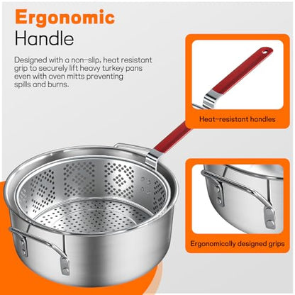 Veralune 10QT Deep Fryer Pot with Basket, Grade Outdoor Fryer | suitable for 4–6 people, perfect for seafood, chicken and French fries.