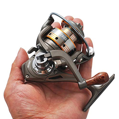 Mini Spinning Reel, 5.2:1 Gear Metal Fishing Reel, 13+1BB Powerful Spinning Fishing Reels with Interchangeable Handle, Small Compact Fishing Reel for Carp Bass Trout Fishing mini 150