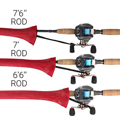 RUNCL Fishing Rod Sleeves & Reel Bags, Spinning/Casting Rod Socks & Spinning/Baitcasting Reel Covers - Protection Solution, Space Saver, Perfect Storage - Fishing Pole Sleeves & Reel Pouch (2 Pack) - color: Casting Rod Sleeves*2pcs,(Red)