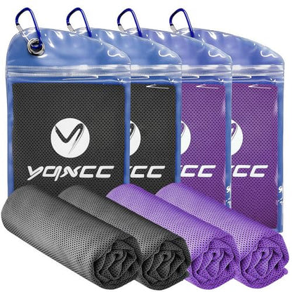 YQXCC 4 Pack Cooling Towels 40"x12", Cool Ice Towels for Neck & Face | Cooling Neck Wraps, Soft Breathable Microfiber Chilly Towels, Ideal for Gym, Yoga, Golf, Running, Camping & Hot Weather - color: 2 Purple, 2 Dark Gray