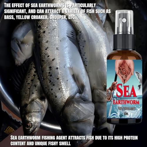 Fish Attractant Liquid | 60ml Sea Earthworm Fishing Agent | Bass Bait Scent Attractant | for Bass Catfish Grouper Rivers Reservoirs Black Pits Dad Husband Boyfriend Men