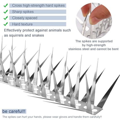 Bird Spikes 3.2 FT Anti Climb Spikes Stainless Steel Bird Squirrel Deterrent | Acts as squirrel baffles for bird feeders, stops squirrels stealing bird food - size: 40 inch