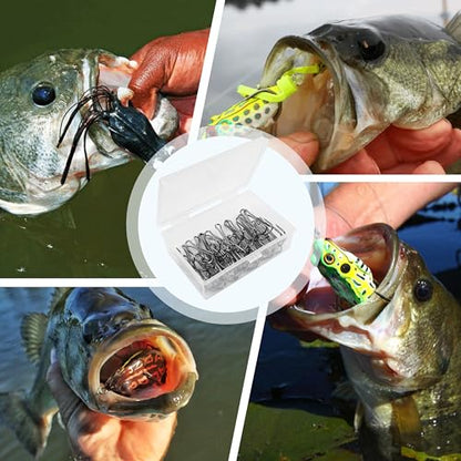 Double Fishing Hooks, 40/80pcs Classic Dual Frog Hooks High Carbon Steel Double Hooks Fishing Open Shank Barb Fishing Bait Hooks Saltwater Freshwater 8#-4/0 - size: 6#-80PCS