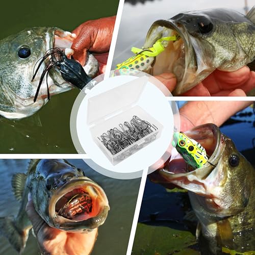 Double Fishing Hooks, 40/80pcs Classic Dual Frog Hooks High Carbon Steel Double Hooks Fishing Open Shank Barb Fishing Bait Hooks Saltwater Freshwater 8#-4/0 - size: 8#-80PCS