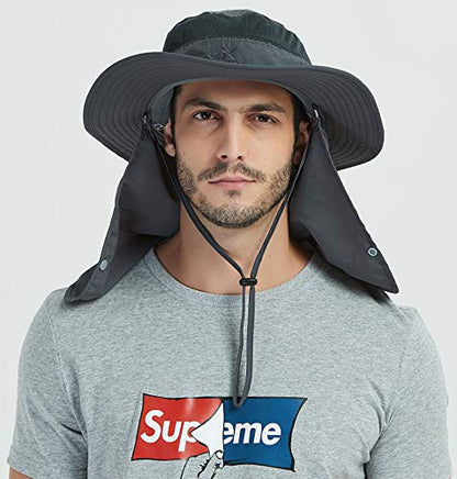 DDYOUTDOOR™ 07-281 Fashion Summer Outdoor Sun Protection Fishing Cap Neck Face Flap Hat Wide Brim - color: Dark Gray
