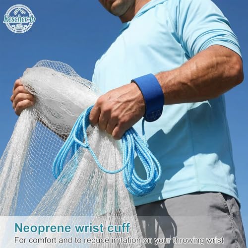 Cast Net 3ft-8ft Radius American Monofilament Fishing Net 3/8 Mesh Fish Throw Net for Bait Trap, Casting Net with Heavy Duty Sinker, Professional Grade Saltwater Bait Fish - size: 4ft Radius