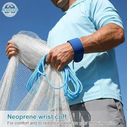 Cast Net 3ft-8ft Radius American Monofilament Fishing Net 3/8 Mesh Fish Throw Net for Bait Trap, Casting Net with Heavy Duty Sinker, Professional Grade Saltwater Bait Fish - size: 5ft Radius