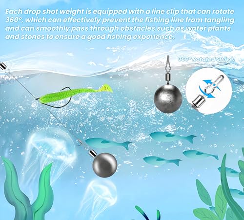 50Pcs Round Fishing Weights Sinkers Ball Fishing Weights Casting Drop Shot Sinkers Catfishing Sinkers Lead Weights Sinkers with Barrel Swivels for Saltwater Freshwater Fishing-(3.5-10g) - size: 3/16oz(5g)-50 Pack