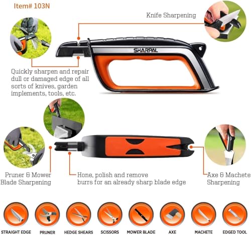 SHARPAL Pocket Knife Sharpener & Garden Tool Sharpener, Combo Gift Pack | Sharpens Straight & Serrated Knives, Lawn Mower Blade, Axe, Pruners, Shears & Scissors, Greeting Card - style: Combo Gift Pack