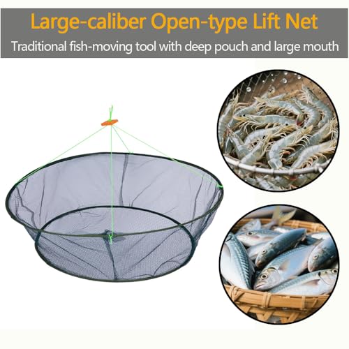 Foldable Nylon Fishing Net, Portable Fish,Crab Trap Net with Rope - size: Small 31.5inch/80cm