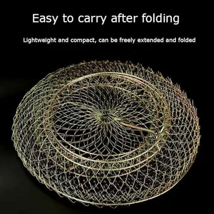 Collapsible Fish Basket Metal Fish Keeper Fishing Net Basket Fishing Creel with Breathable Mesh for Hiking Fishing - size: XX-Large
