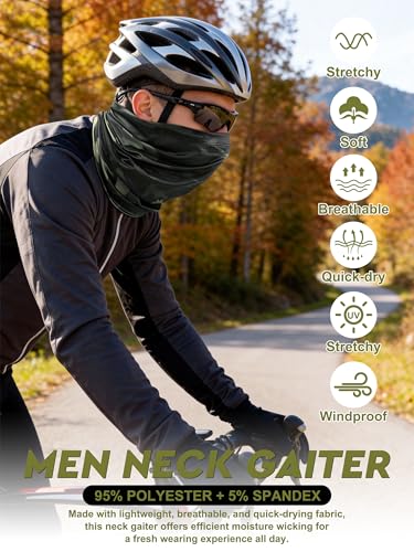 9 Pieces Men Balaclava Neck Gaiter Face Mask Summer Sun Protection Cooling Breathable Head Cover Scarf Bandana - color: Military Camouflage